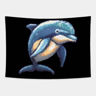 Pixelated Dolphin Artistry Tapestry