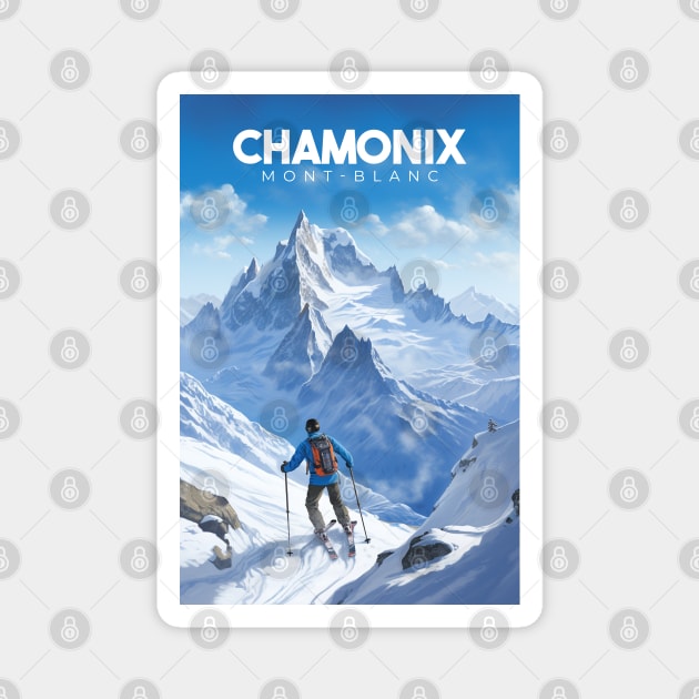 Affiche Chamonix - France - Mont-blanc illustration Magnet by Labonneepoque