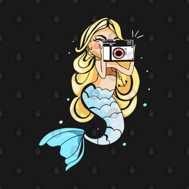 Cute Beautiful Mermaid Taking Photo Artwork by Artistic muss