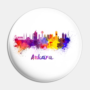 Ankara skyline in watercolor Pin