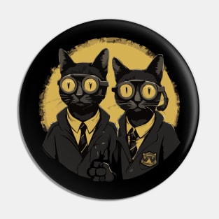 Modern Meows Atomic Age Black Kitschy Cats Pin