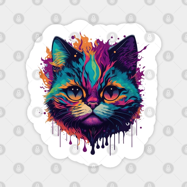 Psychedelic Cat Magnet by SleepySoulArt