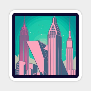 Retro futuristic City Magnet