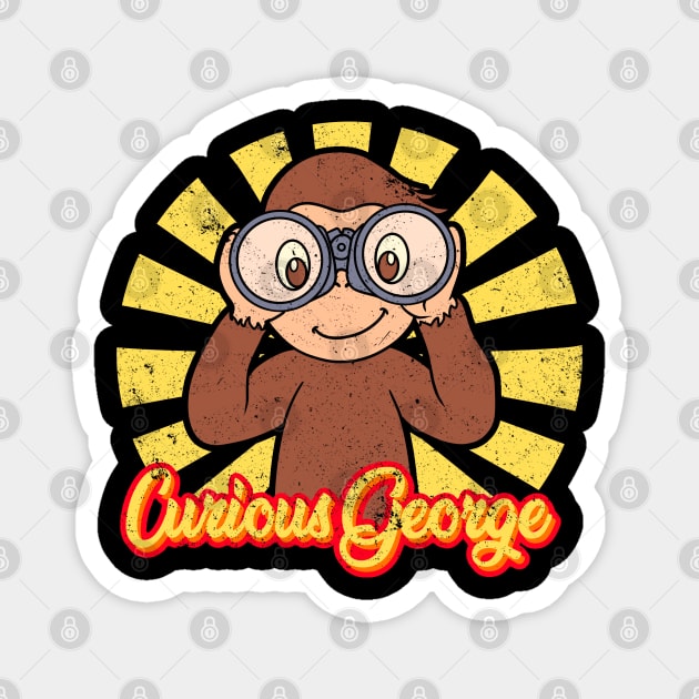 Curious George Retro Japanese Magnet by thelazyshibaai