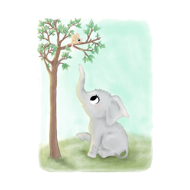 baby elephant and mouse by OddityArts