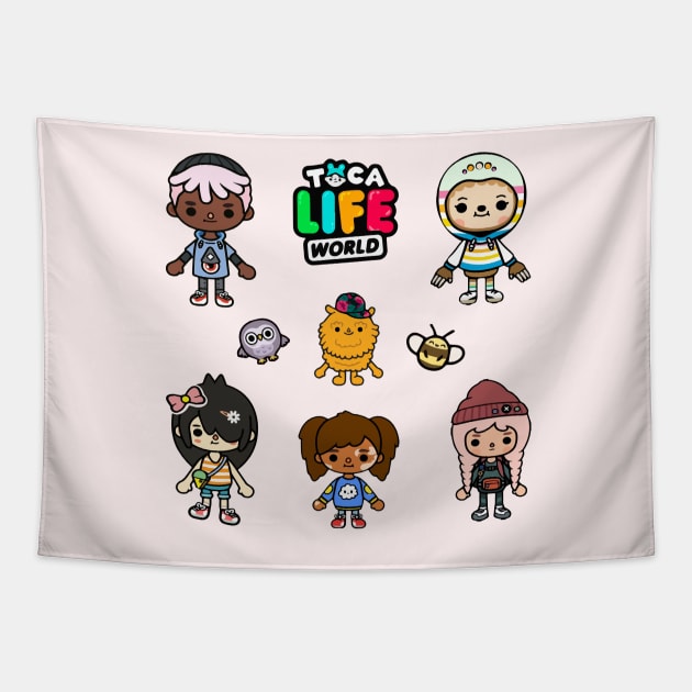Toca Boca World | Cute Characters Pack of 9 Squad Tapestry by iSatbir