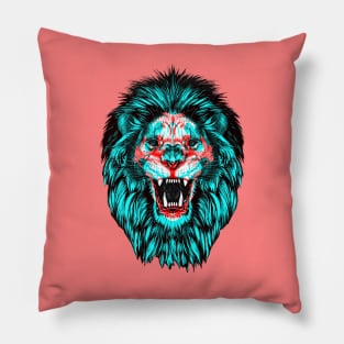 Lion Skull Interactive Red&Blue Filter T-Shirt Pillow