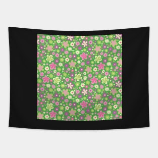 GREEN PURPLE VINTAGE FLORAL RETRO FUN Tapestry