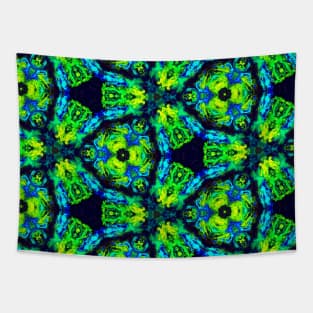 Neon Green Abstract Kaleidoscope Tapestry