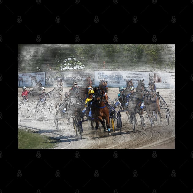 harness horse cart racing - Pencil, Original by hottehue