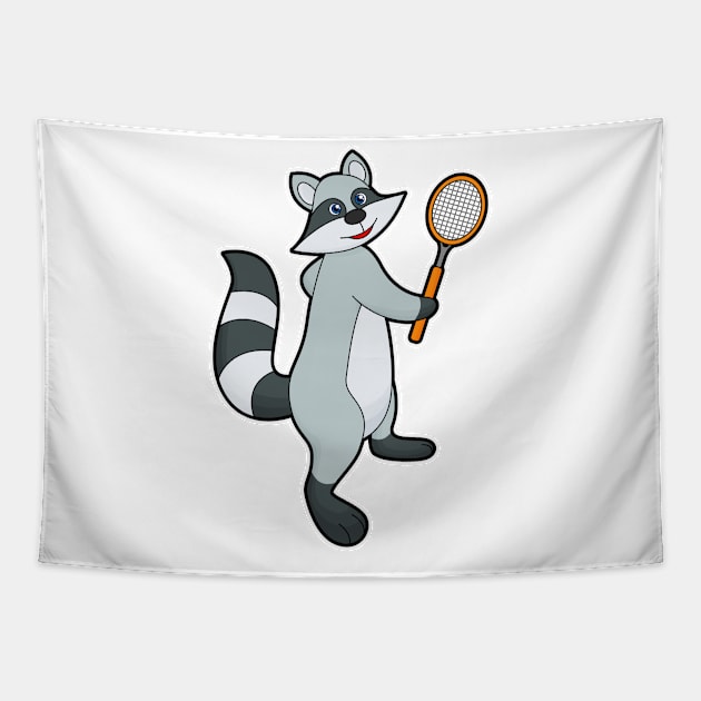 Racoon as Tennis player with Tennis racket Tapestry by Markus Schnabel