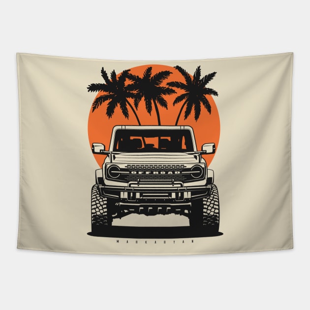 Offroad garage - Bronco Tapestry by Markaryan