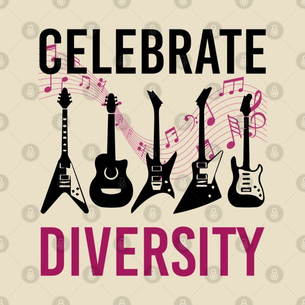 Funny Guitarist Music Lover, Celebrate Diversity Musician Guitar Player Gift by EleganceSpace