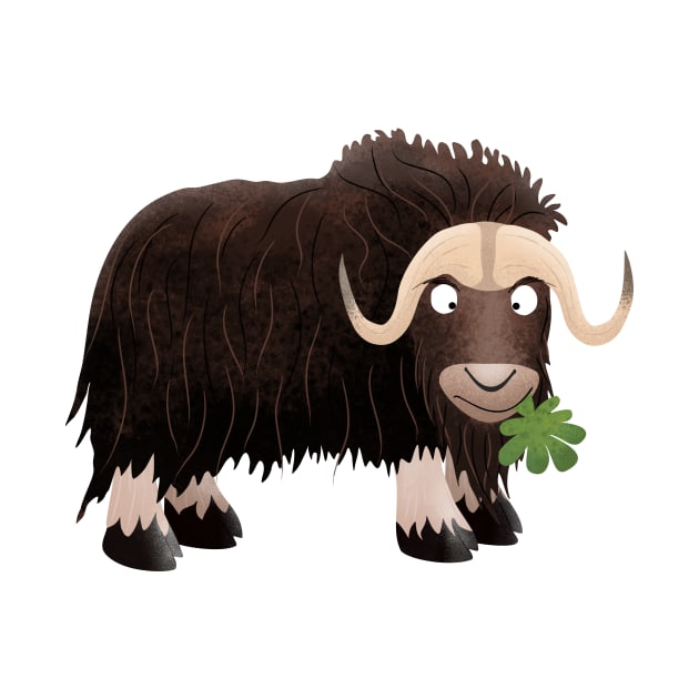 Funny musk ox cartoon illustration by FrogFactory