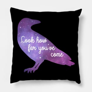 Magic Crow Cosmos Encouraging Raven Positive Saying with Galaxy and Stars Pillow