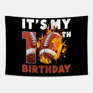 Funny It's My 10th Birthday 10 Years Old Football Ball Boys Tapestry