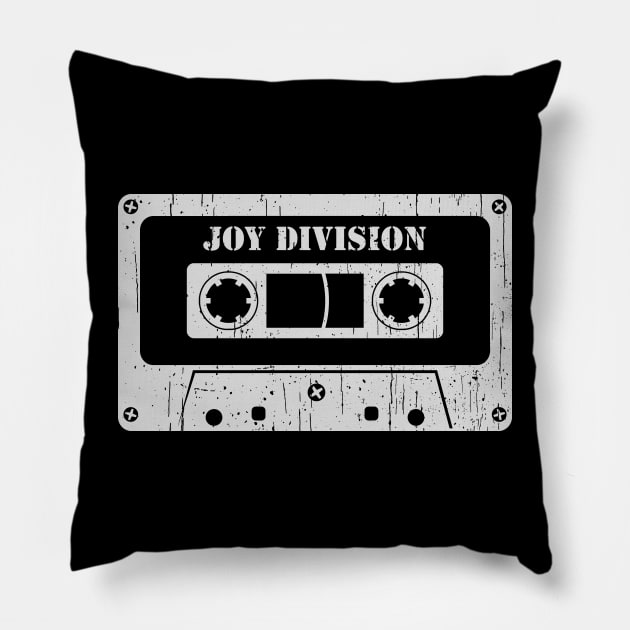 Joy Division - Vintage Cassette White Pillow by FeelgoodShirt