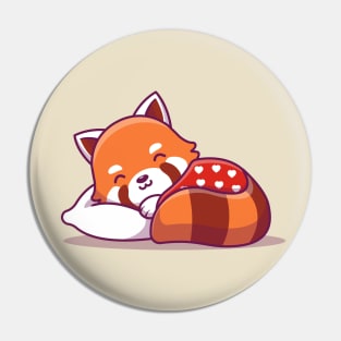 Cute Red Panda Sleeping With Pillow Pin