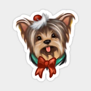 Cute Yorkshire Terrier Drawing Magnet