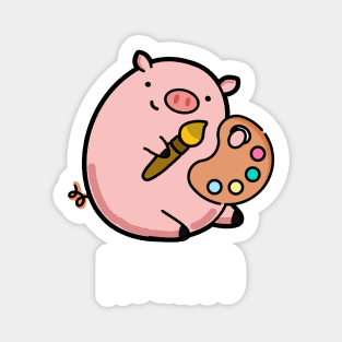 Pigcasso Cute Artist Pig Pun Magnet