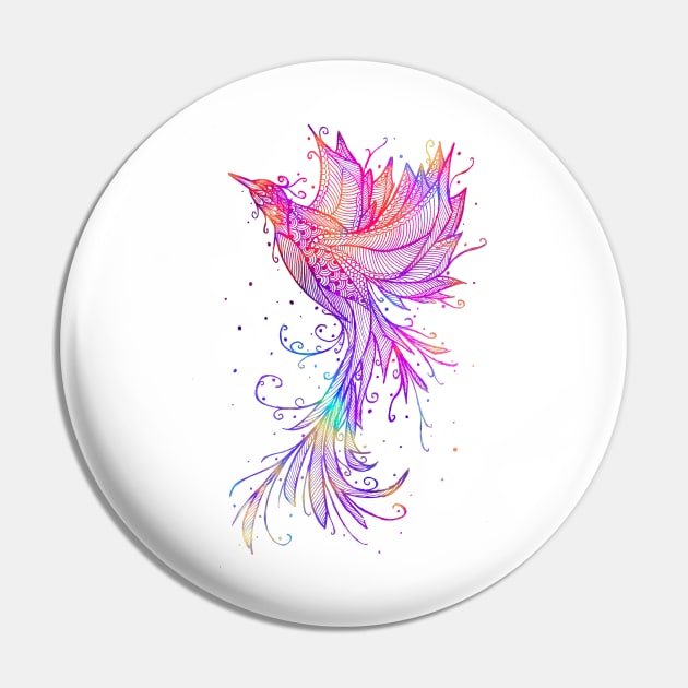 Rainbow Phoenix Bird Tattoo Pin by ZeichenbloQ