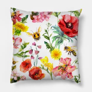 Bees and Honey in the garden print Pillow