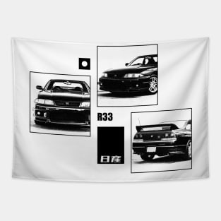 NISSAN SKYLINE GT-R R33 Black 'N White Archive Tapestry