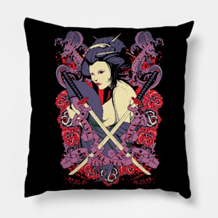 Japan Geisha with Katana Pillow