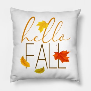 Hello Fall Hand Lettered Typography Pillow