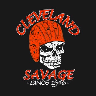 Cleveland Football Retro Savage Skull T-Shirt