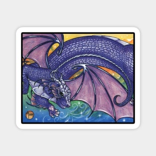 Purple Dragon Ferret - Black Outlined Version Magnet