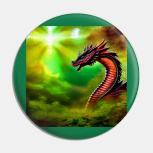 Purple and Red Dragon in the Forest Light Pin