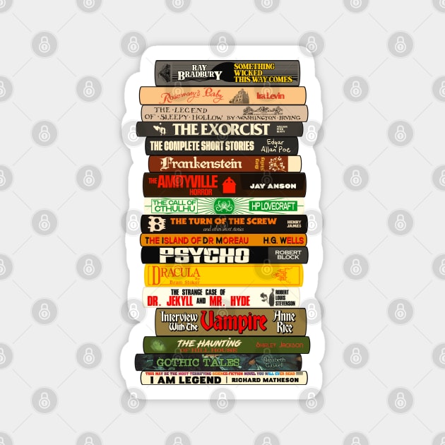 Classic Horror Books Stack Magnet by darklordpug