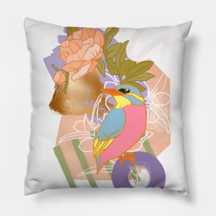 Shapes and Birds Composition Pillow