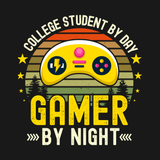 College student  Lover by Day Gamer By Night For Gamers T-Shirt