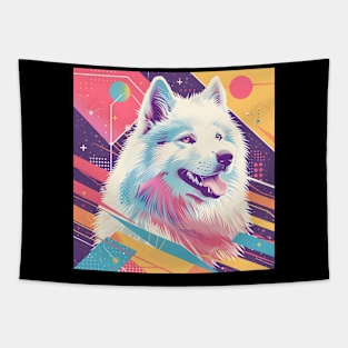 70s Samoyed Vibes: Pastel Pup Parade Tapestry