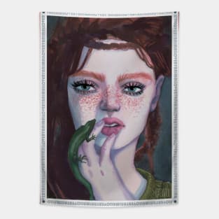 Girl with a lizard Tapestry