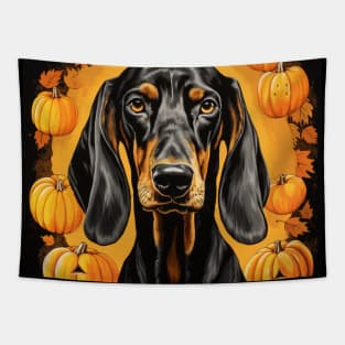 Black and Tan Coonhound Dog Halloween Tapestry