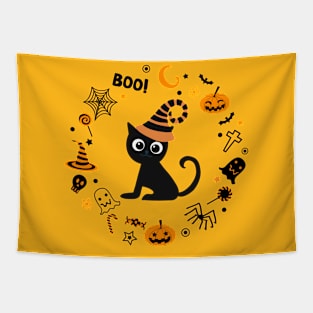 Halloween kitten BOO Tapestry