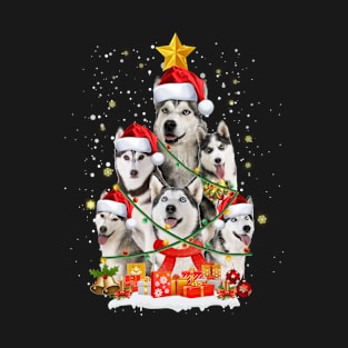 Funny Siberian Husky Christmas Tree Gift Xmas for Men Women T-Shirt