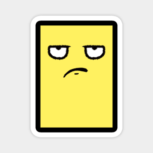 angry monster rolled his eyes. yellow t shirt. masks Magnet