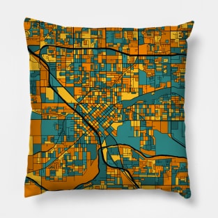 Modesto Map Pattern in Orange & Teal Pillow