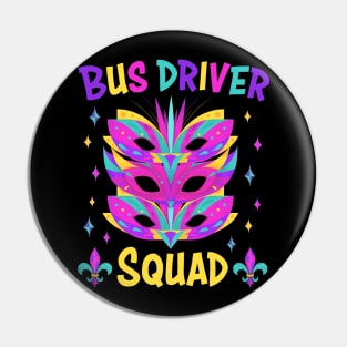 Bus Driver Squad Mardi Gras Carnival Costume Tee - Perfect for Parade Kings and Beads Queens Pin