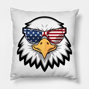 Eagle head with American flag sunglasses Pillow