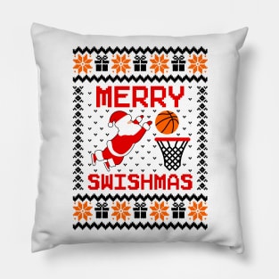 Merry Swishmas Basketball Ugly Sweater Pillow