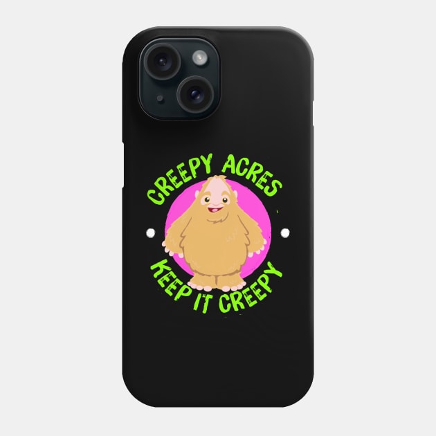 Creepy Acres Kawaii Sam Squatch Bigfoot Phone Case by CreepyAcres