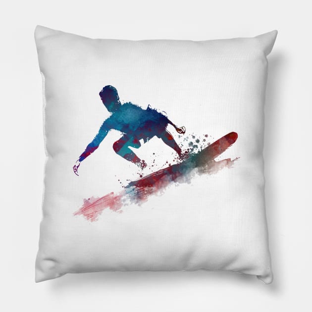 Surfer sport art Pillow by JBJart
