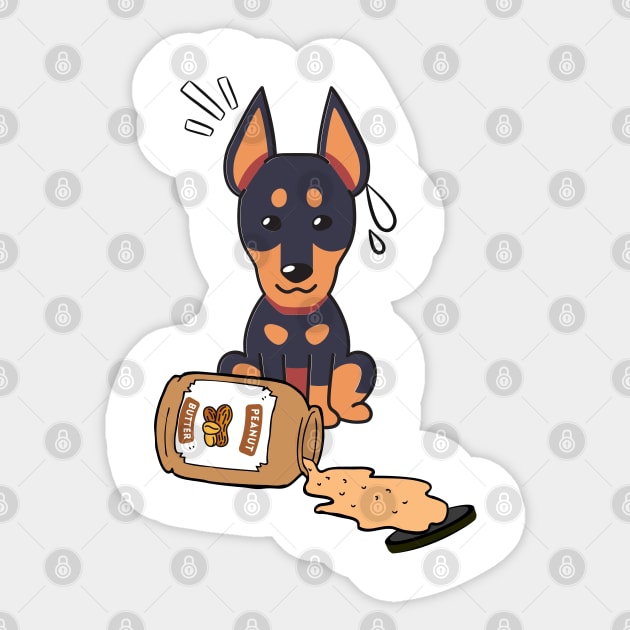 Cute Guard Dog spilled a jar of peanut butter - Naughty Dog - Sticker |  TeePublic