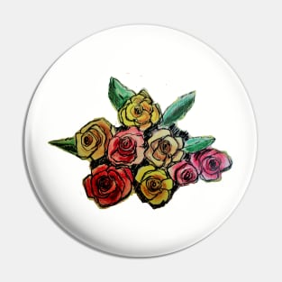 Colorful Vintage Rose Bouquet Pin