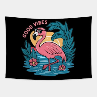 flamingo good vibe beach vintage Tapestry